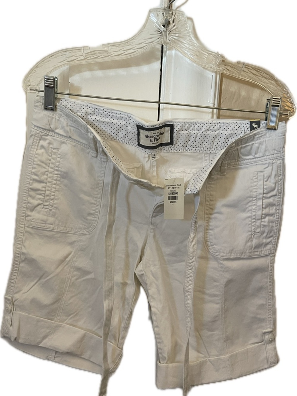 Abercrombie & Fitch Cream Drawstring Cotton Shorts